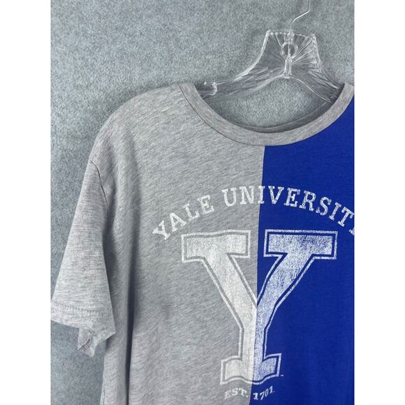 Yale University Shirt‎ Women's XL Blue Gray Vertical Color Blocked Short Sleeve - Picture 2 of 8
